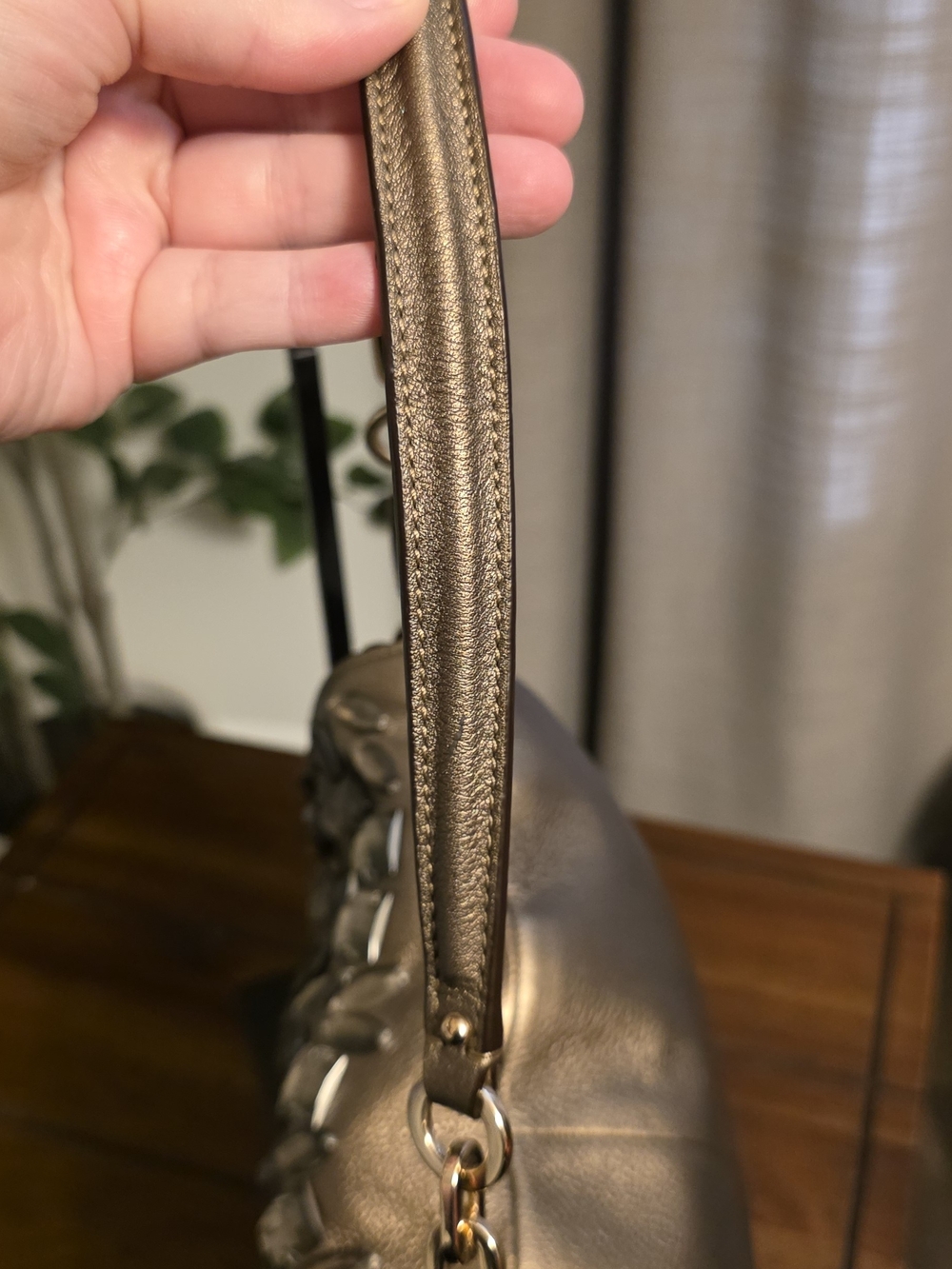Coach NWT Jeweled Madison Flap Bronze Leather Shoulder Bag 26483 - Picture 10 of 12